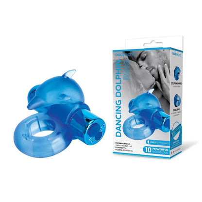 Bodywand Rechargeable Dancing Dolphin Ring Blue Vibrating Cock Ring