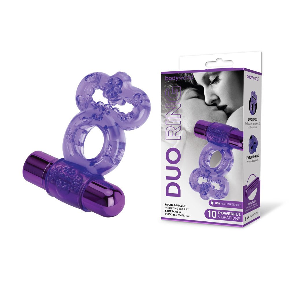 Bodywand Rechargeable Duo Ring Purple Vibrating Cock Ring