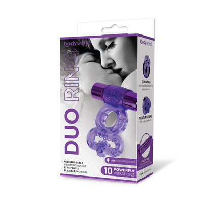 Bodywand Rechargeable Duo Ring Purple Vibrating Cock Ring