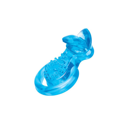 Bodywand Rechargeable Duo Ring with Clit Tickler Blue Vibrating Cock Ring