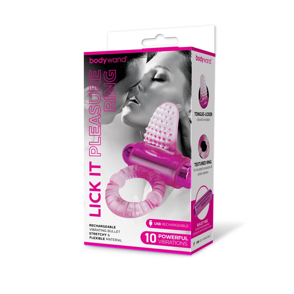 Bodywand Rechargeable Lick It Pleasure Ring Pink Vibrating Cock Ring