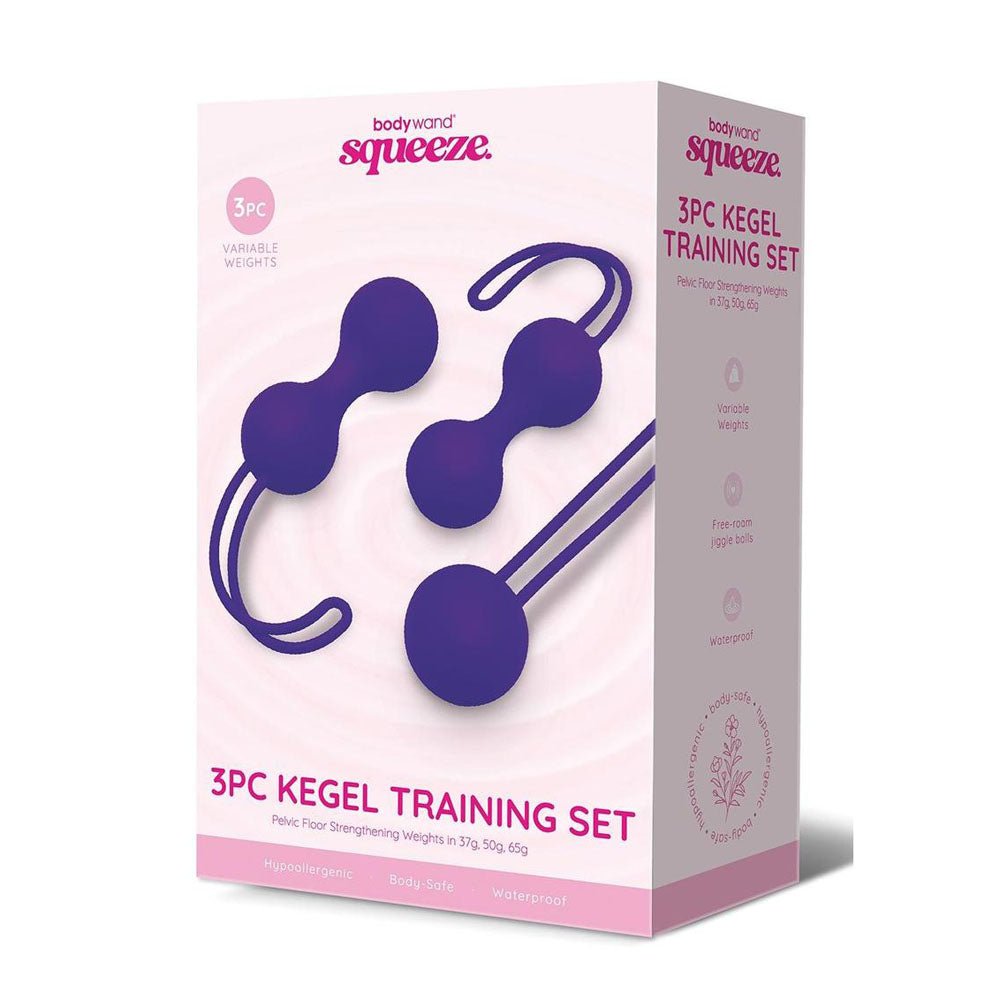 Bodywand Squeeze 3pc Kegel Training Set - Purple Weighted Kegel Ball Set