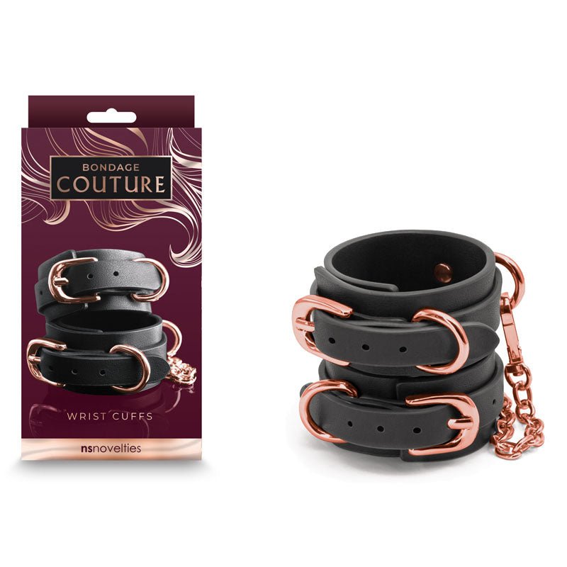 Bondage Couture Wrist Cuffs - Black Restraints