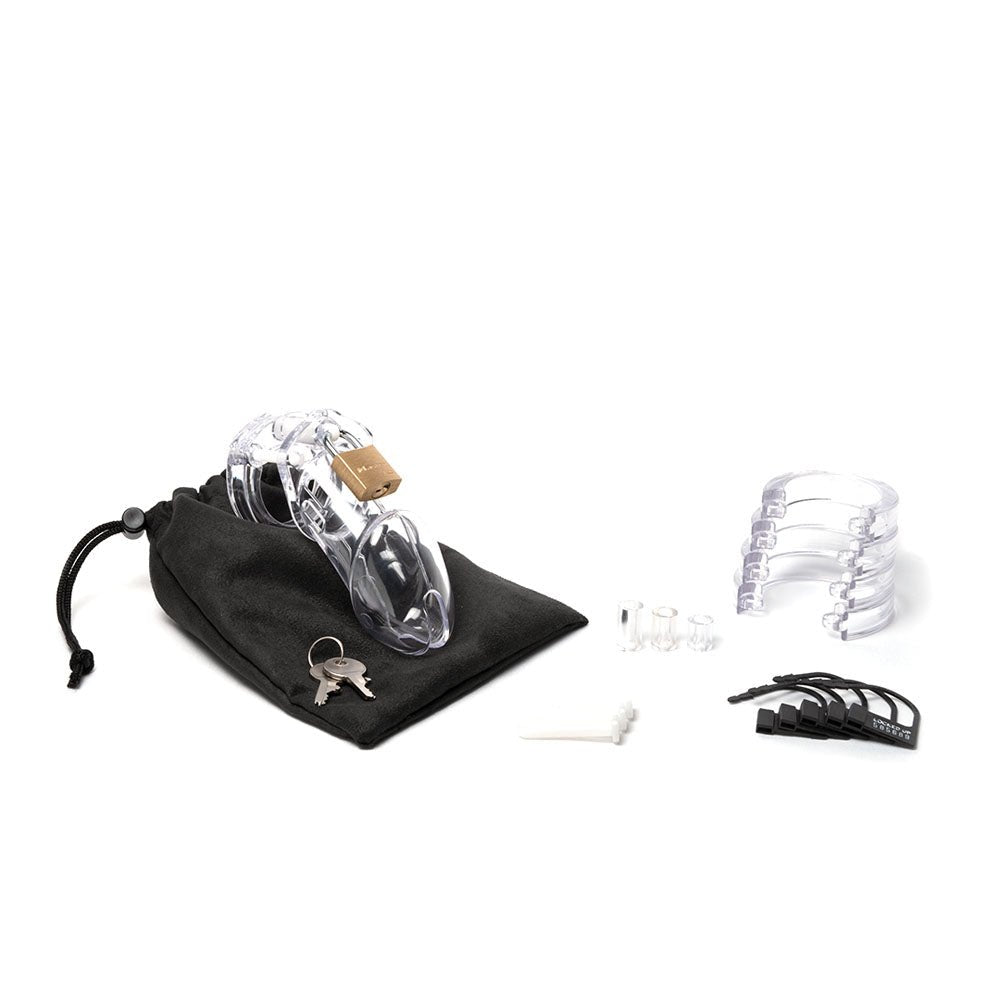 CB-6000 Chastity Cock Cage Kit - Clear 3.25 Inch Cock Cage Kit