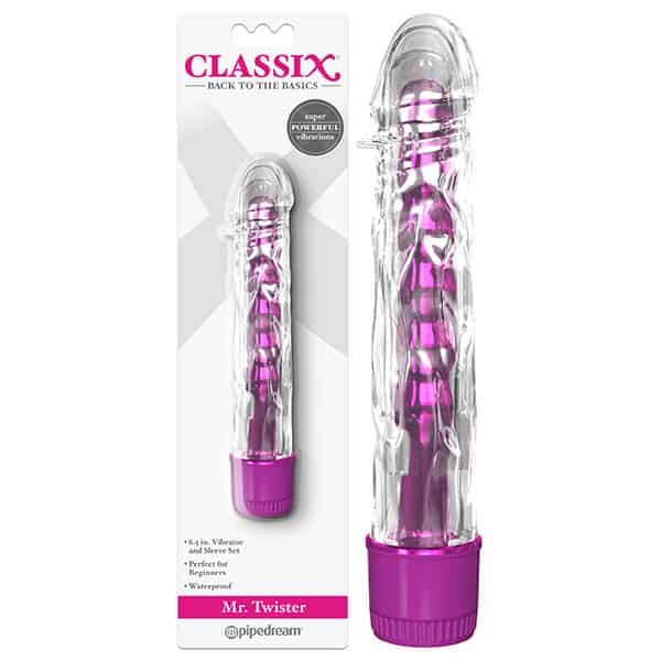 Classix Mr Twister - Metallic 16.5 cm (6'') Vibrator with Clear Sleeve