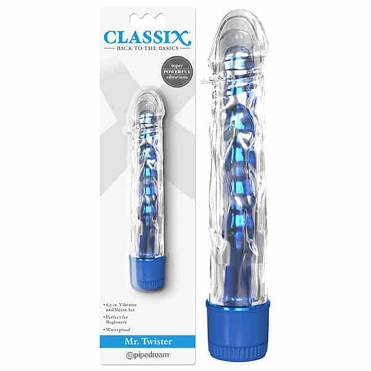 Classix Mr Twister - Metallic 16.5 cm (6'') Vibrator with Clear Sleeve