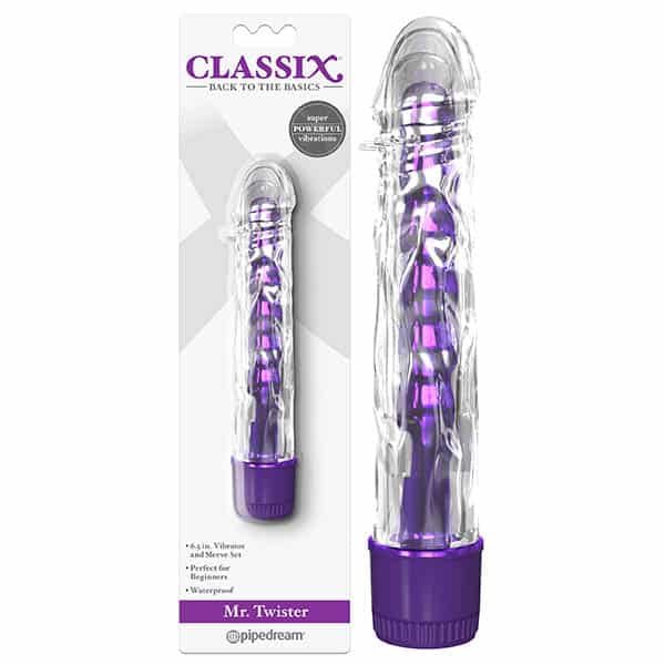 Classix Mr Twister - Metallic 16.5 cm (6'') Vibrator with Clear Sleeve