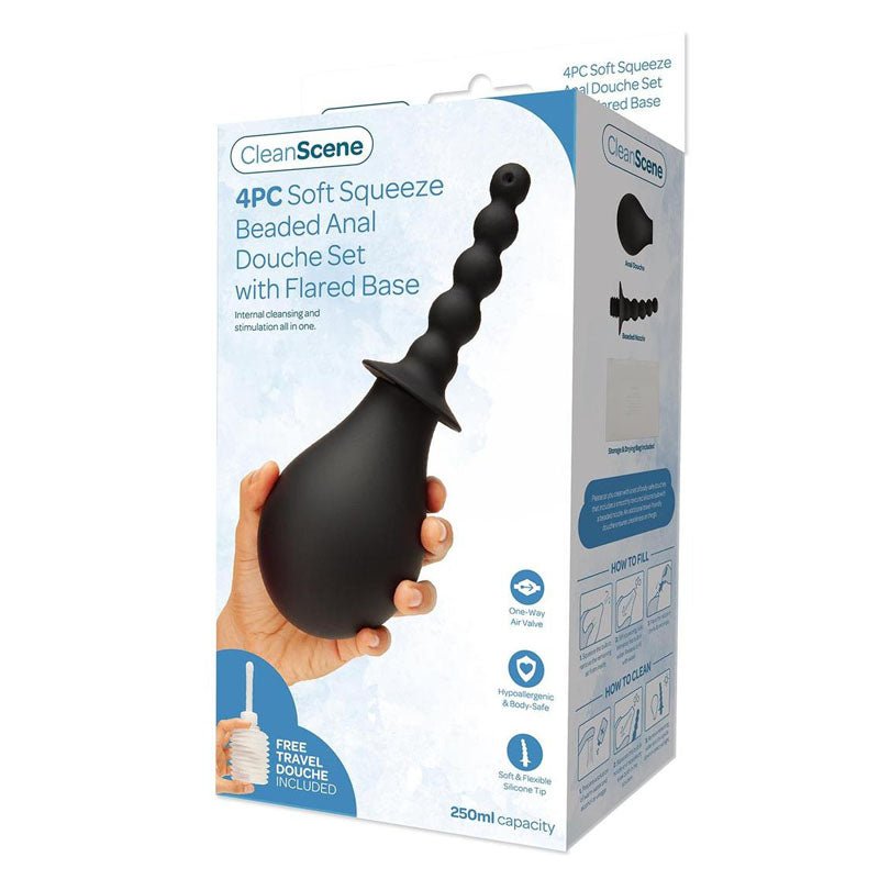 Flared Base Plug CleanScene Soft Squeeze Beaded Anal Douche Flared Base 4