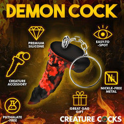 Creature Cocks Fire Demon Keychain - Novelty Fantasy Dildo Keyring