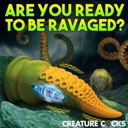 Creature Cocks Monstropus 2.0 Vibrating Tentacled Monster Silicone Dildo - Green/Yellow 18.5 cm USB Rechargeable