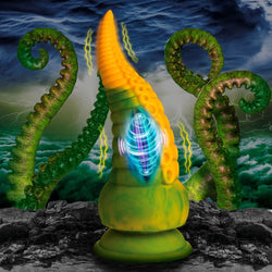 Creature Cocks Monstropus 2.0 Vibrating Tentacled Monster Silicone Dildo - Green/Yellow 18.5 cm USB Rechargeable