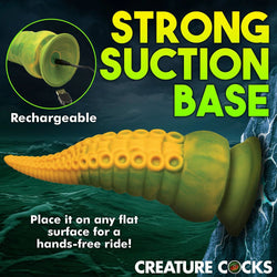 Creature Cocks Monstropus 2.0 Vibrating Tentacled Monster Silicone Dildo - Green/Yellow 18.5 cm USB Rechargeable