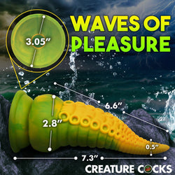 Creature Cocks Monstropus 2.0 Vibrating Tentacled Monster Silicone Dildo - Green/Yellow 18.5 cm USB Rechargeable