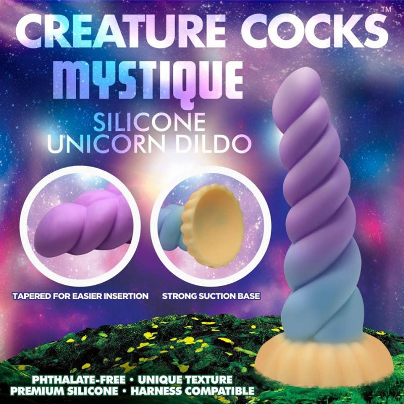 Creature Cocks Mystique Silicone Unicorn Dildo Coloured 21 cm Fantasy Dildo