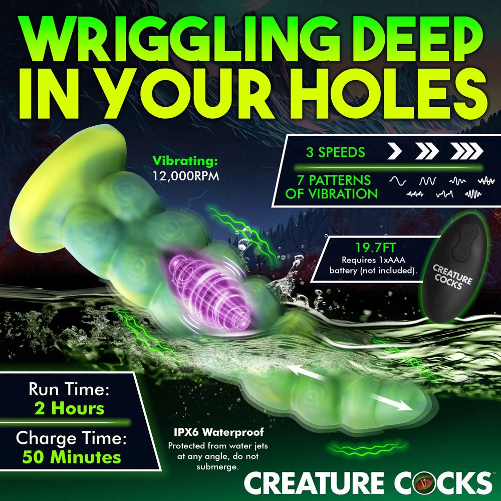 Creature Cocks Squirmer - Green 22.3 cm USB Rechargeable Thrusting Fantasy Dildo