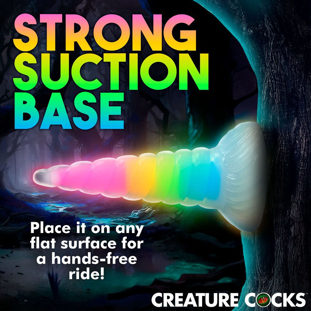 Creature Cocks Uni-Glow Glow in Dark Rainbow 19.5 cm Unicorn Fantasy Dildo