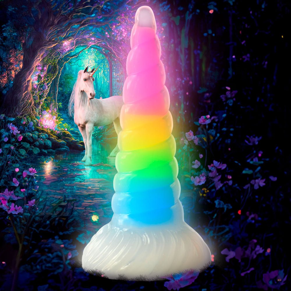 Creature Cocks Uni-Glow Glow in Dark Rainbow 19.5 cm Unicorn Fantasy Dildo