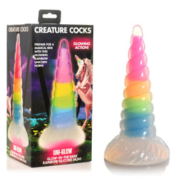 Creature Cocks Uni-Glow Glow in Dark Rainbow 19.5 cm Unicorn Fantasy Dildo