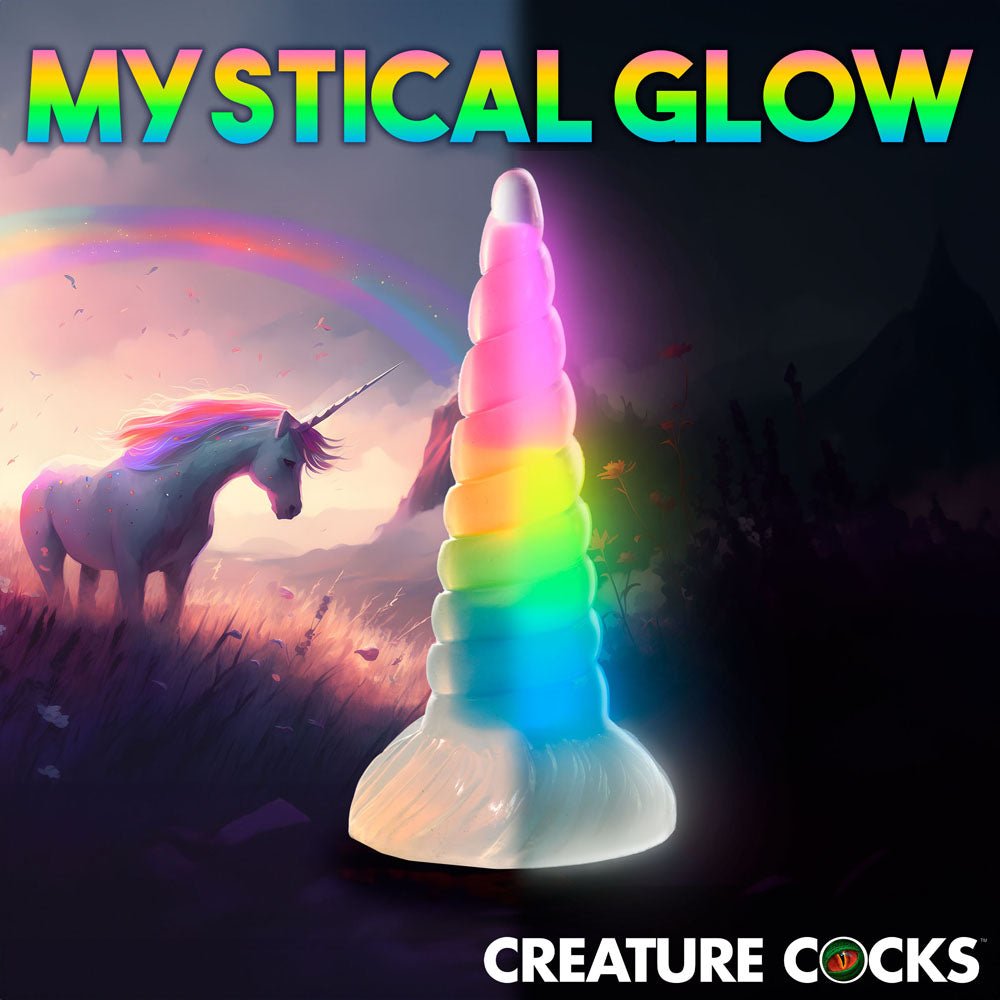 Creature Cocks Uni-Glow Glow in Dark Rainbow 19.5 cm Unicorn Fantasy Dildo