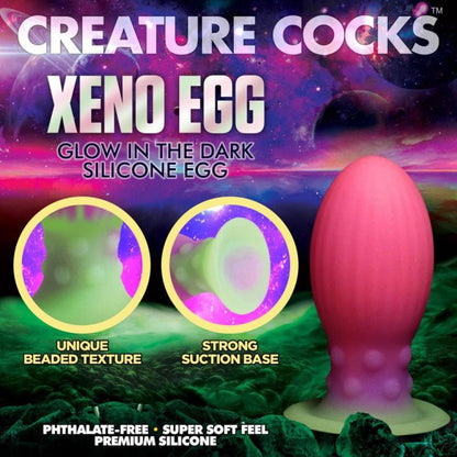 Creature Cocks Xeno Egg - Glow in Dark Pink 13.3 cm Large Fantasy Plug