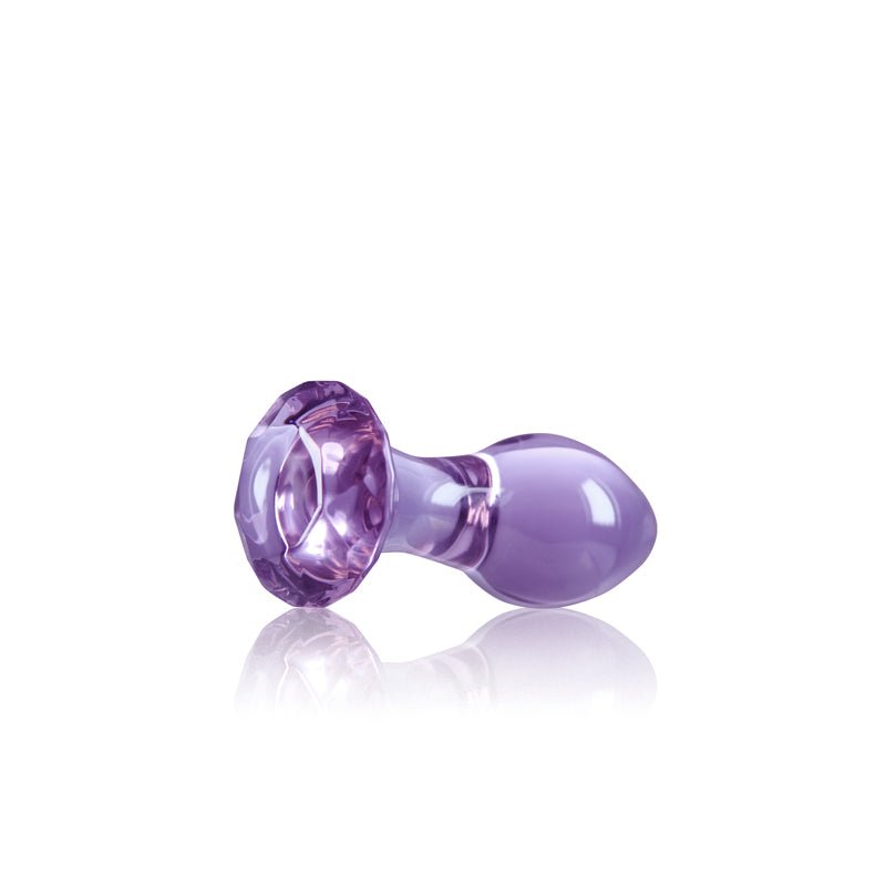 Crystal Gem - Purple - Purple 9 cm Glass Butt Plug