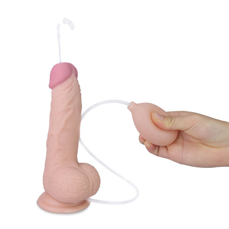 Cumming Softee Soft Ejaculation Cock 8'' with Balls - 20.3 cm Squirting Dong