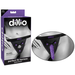 Dillio Perfect Fit Harness - Black Strap-On Harness (No Probe Included) Purple