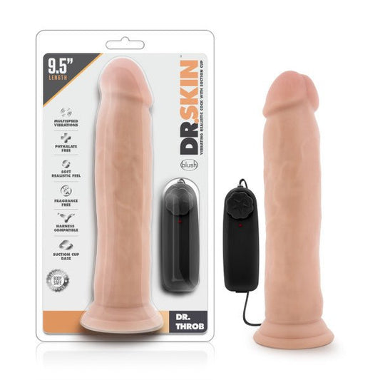 Dr. Skin Dr. Throb Flesh 24.1 cm (9.5'') Vibrating Dong