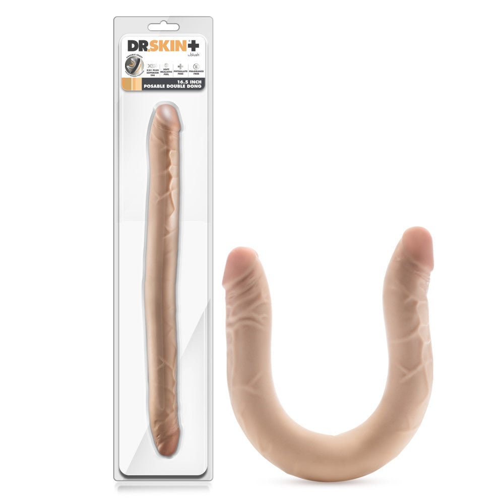 Dr. Skin Plus 16.5'' Posable Double Dong - Flesh 42 cm