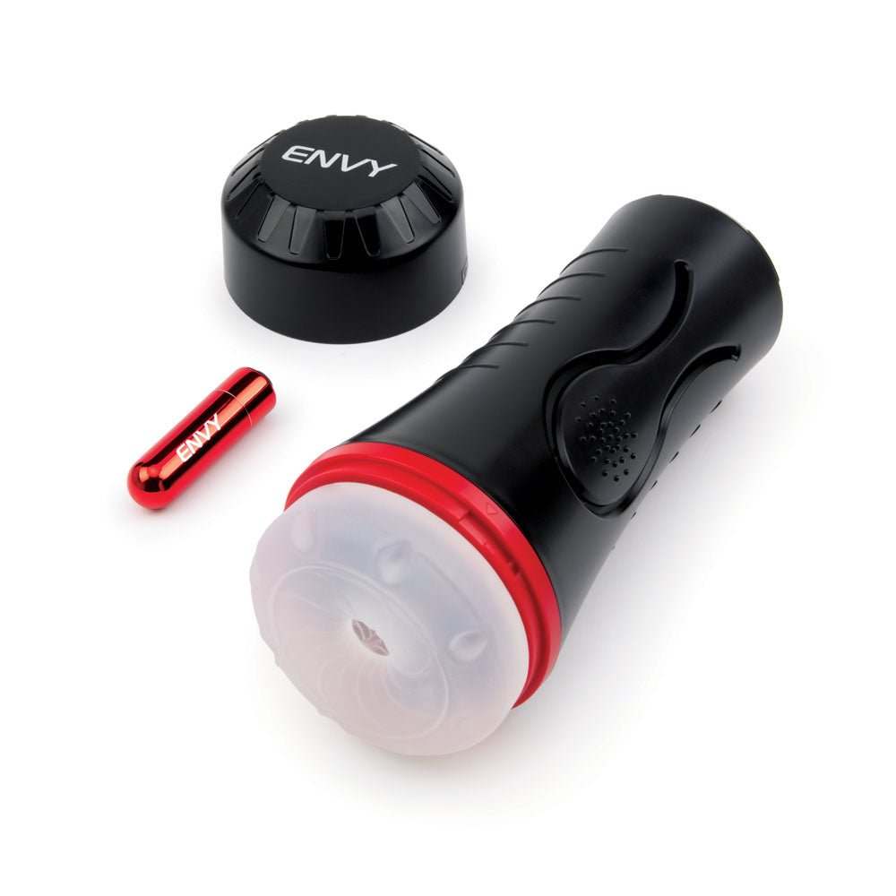 ENVY Squeezable Clutch Stroker Clear Vibrating Stroker