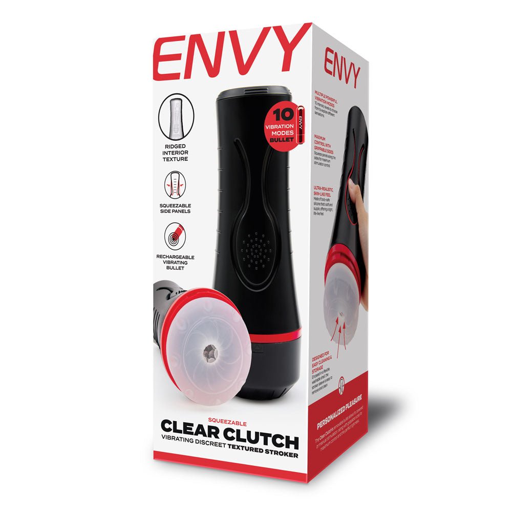 ENVY Squeezable Clutch Stroker Clear Vibrating Stroker