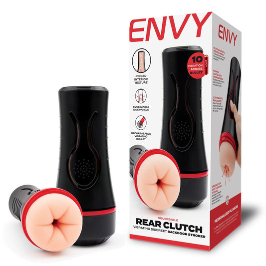 ENVY Squeezable Rear Clutch Stroker Flesh Vibrating Anal Stroker