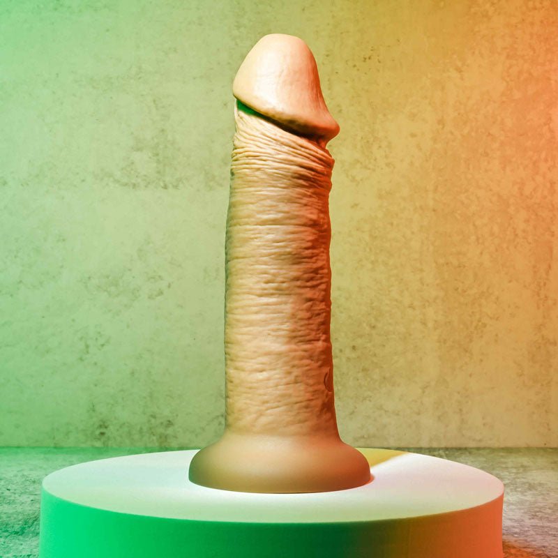 Evolved 6'' VIBRATING DONG DARK - Brown 15.2 cm USB Rechargeable Vibrating Dong