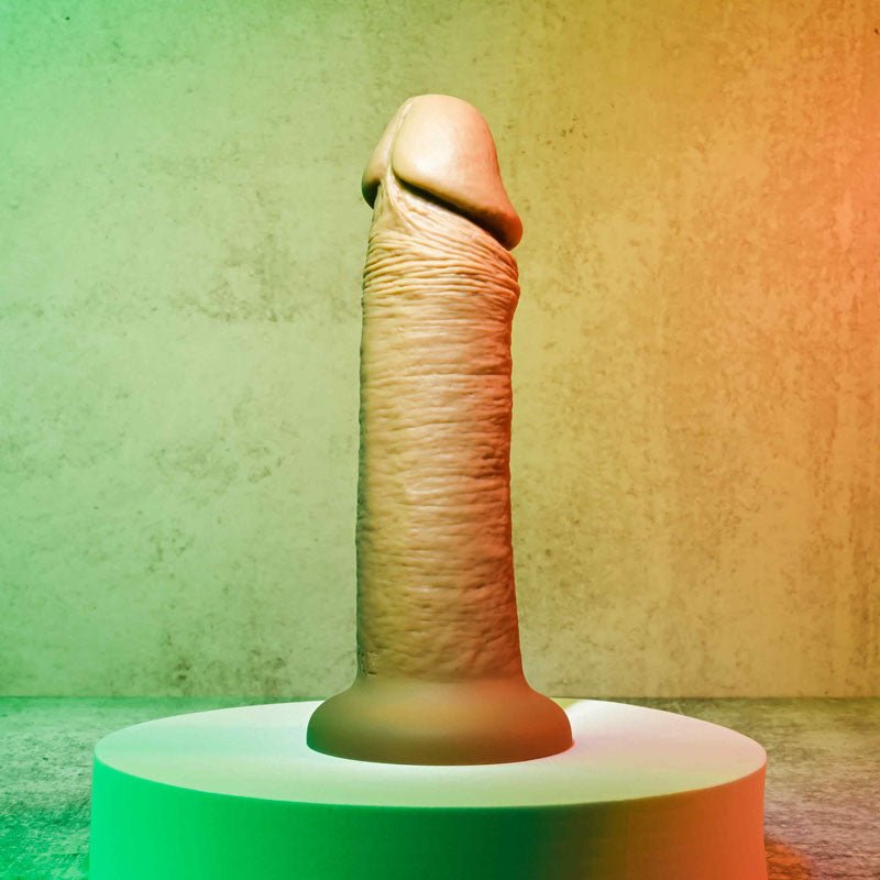 Evolved 6'' VIBRATING DONG DARK - Brown 15.2 cm USB Rechargeable Vibrating Dong