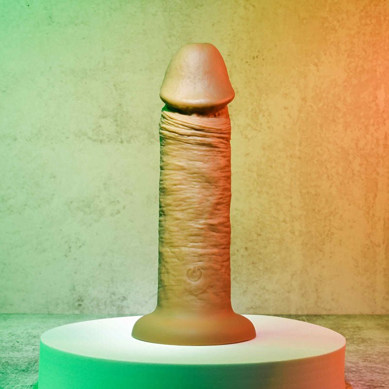 Evolved 6'' VIBRATING DONG DARK - Brown 15.2 cm USB Rechargeable Vibrating Dong