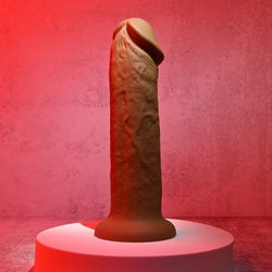 Evolved 7'' GIRTHY VIBRATING DONG DARK - Brown 17.8 cm USB Rechargeable Vibrating Dong