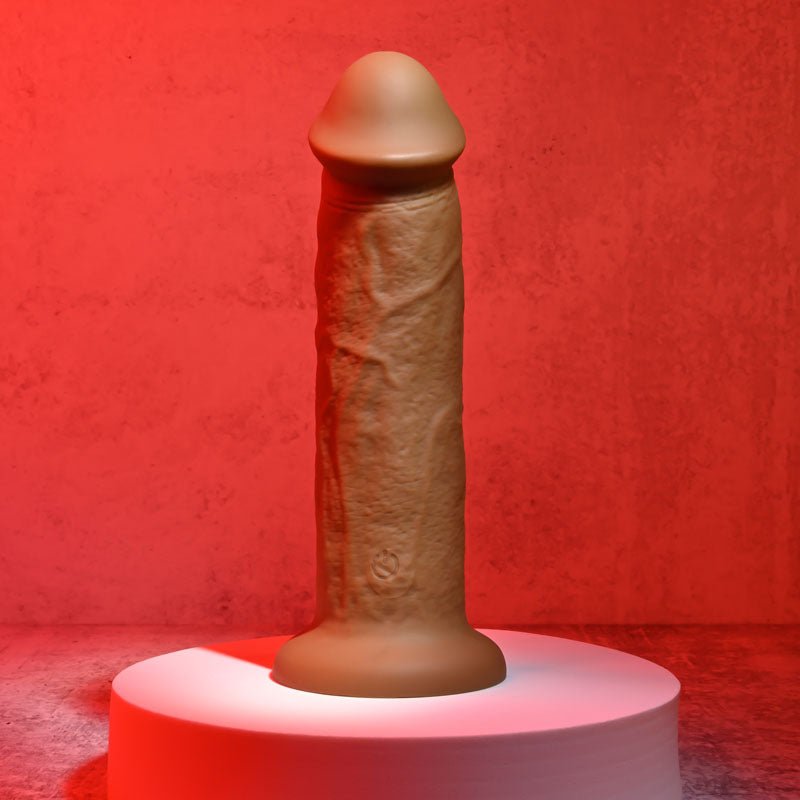 Evolved 7'' GIRTHY VIBRATING DONG DARK - Brown 17.8 cm USB Rechargeable Vibrating Dong