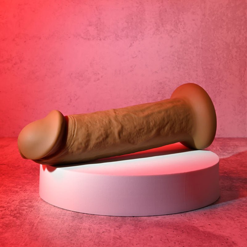 Evolved 7'' GIRTHY VIBRATING DONG DARK - Brown 17.8 cm USB Rechargeable Vibrating Dong