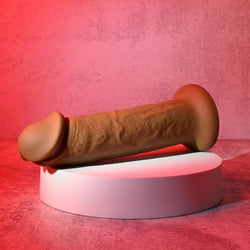 Evolved 7'' GIRTHY VIBRATING DONG DARK - Brown 17.8 cm USB Rechargeable Vibrating Dong