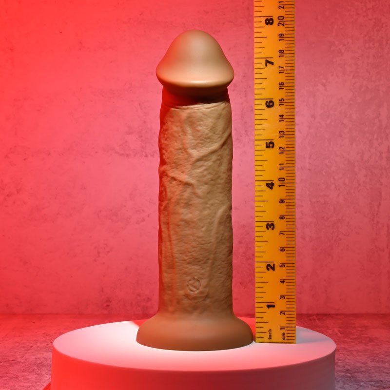 Evolved 7'' GIRTHY VIBRATING DONG DARK - Brown 17.8 cm USB Rechargeable Vibrating Dong