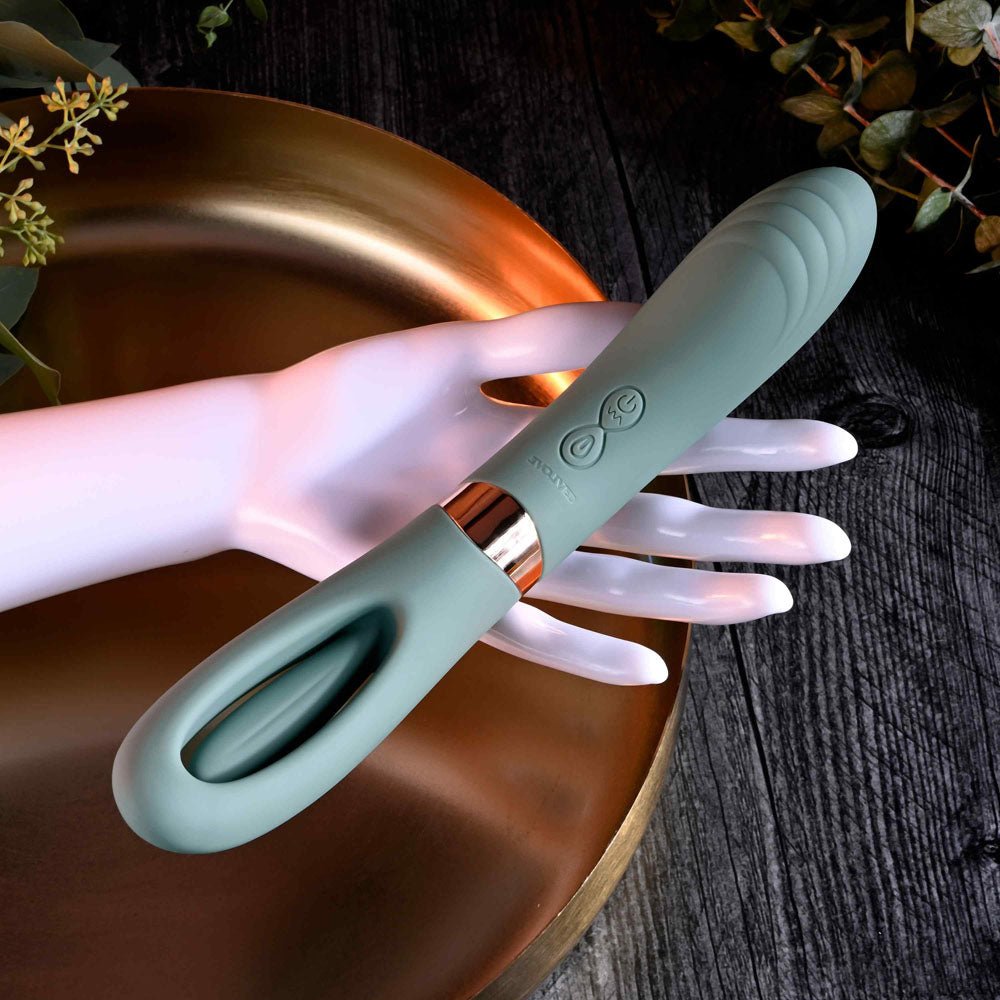 Evolved CHICK FLICK Olive Green 24 cm Rechargeable Vibrator with Flicking Tip