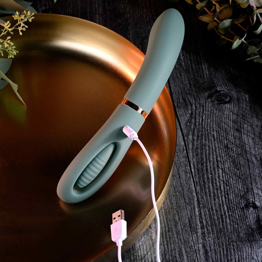 Evolved CHICK FLICK Olive Green 24 cm Rechargeable Vibrator with Flicking Tip