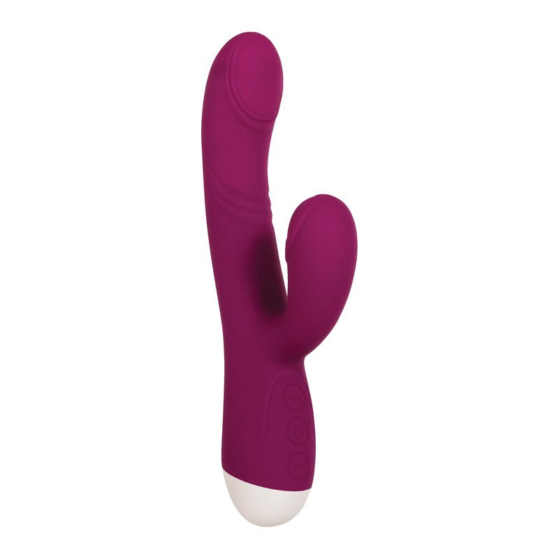 Evolved Double Tap - Burgundy Red 22.2 cm USB Rechargeable Rabbit Vibrator