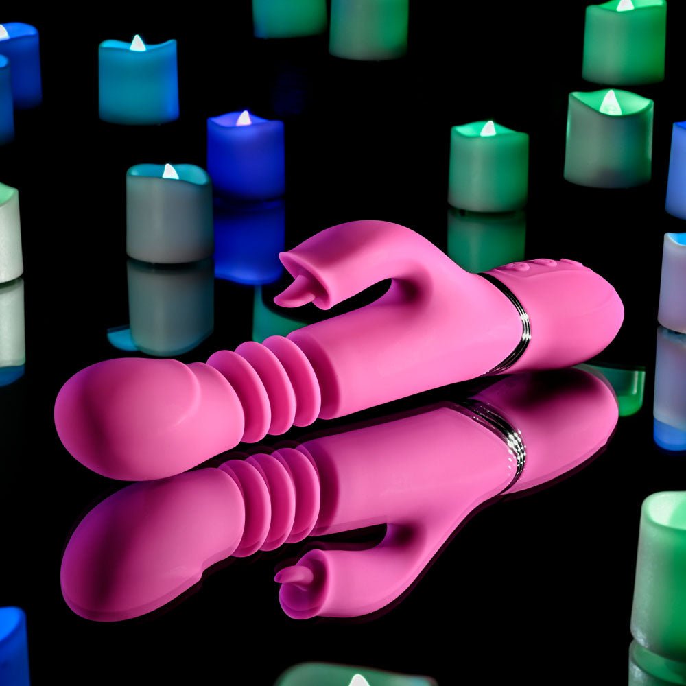 Evolved DRAGON Pink 24.2 cm Rechargeable Thrusting Rabbit Vibrator