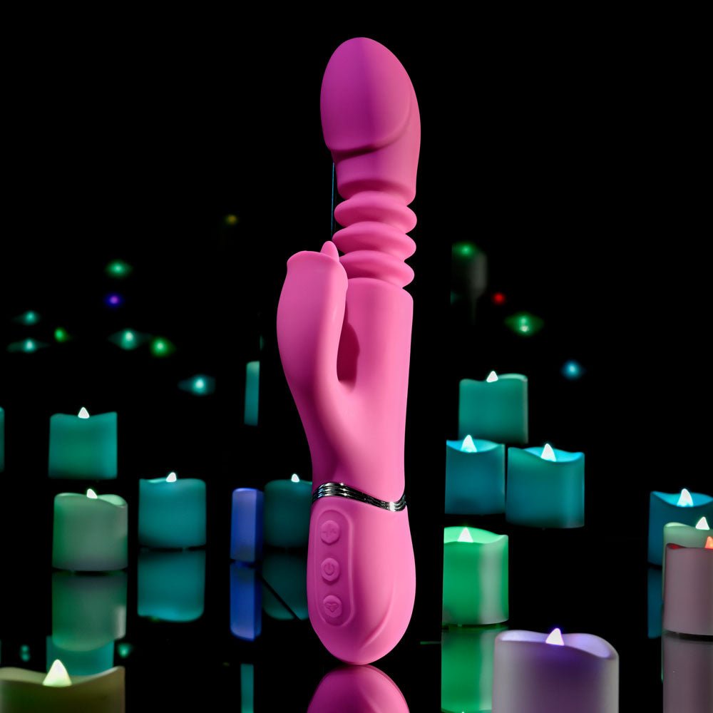 Evolved DRAGON Pink 24.2 cm Rechargeable Thrusting Rabbit Vibrator