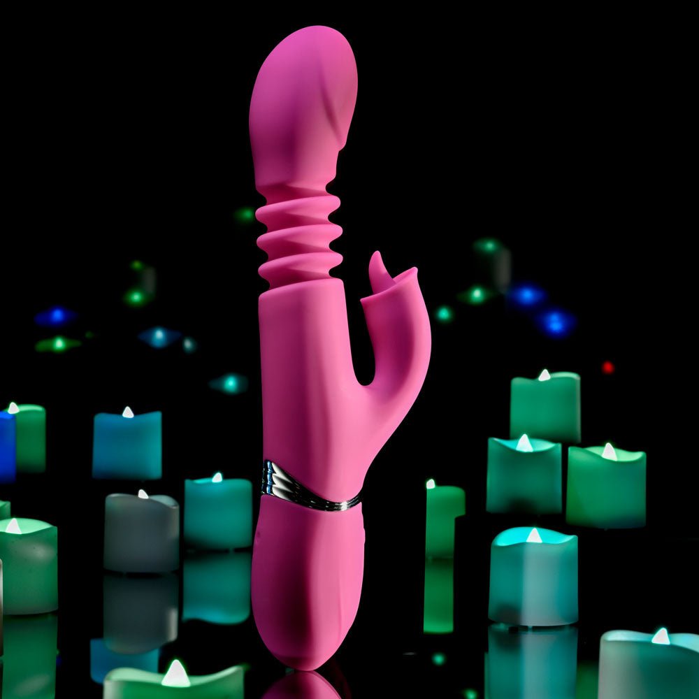 Evolved DRAGON Pink 24.2 cm Rechargeable Thrusting Rabbit Vibrator