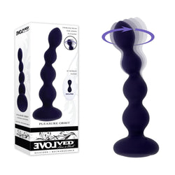 Evolved PLEASURE ORBIT - Navy Blue 17.8 cm USB Rechargeable Twirling & Vibrating Anal Beads with Remote with Remote