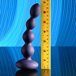 Evolved PLEASURE ORBIT - Navy Blue 17.8 cm USB Rechargeable Twirling & Vibrating Anal Beads with Remote with Remote