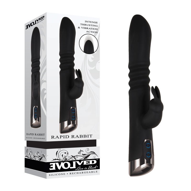 Using Thrusting Rabbit Evolved Rapid Rabbit - 25.4 cm Thrusting Rabbit Vibrator