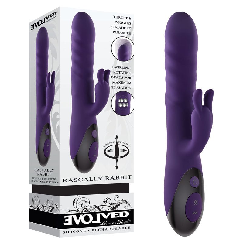 Evolved RASCALLY RABBIT - Purple 22.9 cm USB Rechargeable Rabbit Vibrator